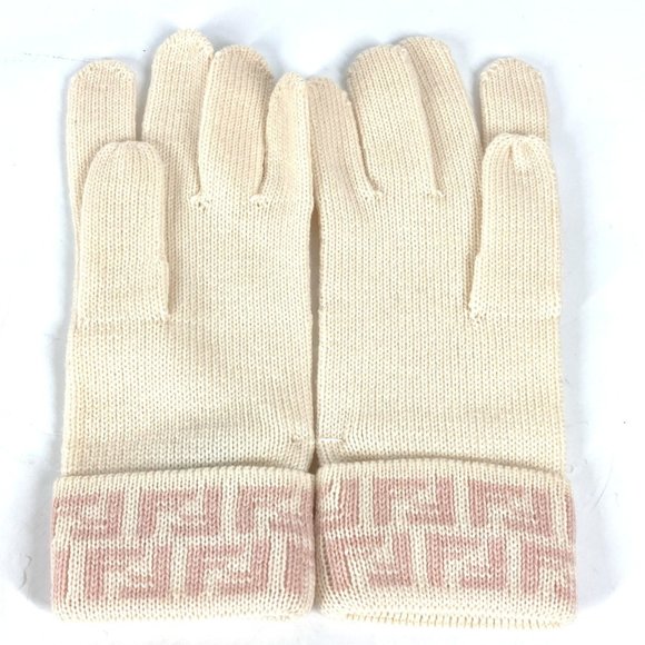 FENDI ZUCCA Wool Gloves for Women Pink